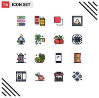 Pictogram Set of 16 Simple Flat Color Filled Lines of judgment conclusion four patent photo Editable Creative Vector Design Elements