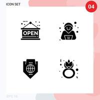 4 Universal Solid Glyphs Set for Web and Mobile Applications board globe confirm access day Editable Vector Design Elements