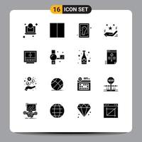 16 User Interface Solid Glyph Pack of modern Signs and Symbols of furniture drawer hand business gift Editable Vector Design Elements