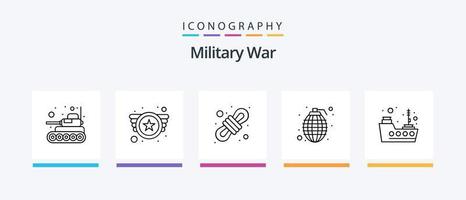 paquete de iconos de línea de guerra militar 5 que incluye tarro. ejército. cuerda. acampar. diseño de iconos creativos vector