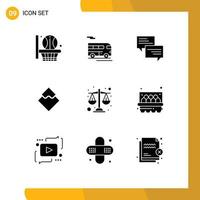 Set of 9 Modern UI Icons Symbols Signs for balance cryptocurrency message crypto waves Editable Vector Design Elements