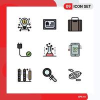 Pack of 9 Modern Filledline Flat Colors Signs and Symbols for Web Print Media such as healthcare hardware briefcase devices connected Editable Vector Design Elements