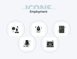 Employment Glyph Icon Pack 5 Icon Design. . job. personal up gradation. cv. rocket vector