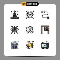 User Interface Pack of 9 Basic Filledline Flat Colors of fork vision light technology data Editable Vector Design Elements