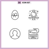 4 Thematic Vector Filledline Flat Colors and Editable Symbols of egg avatar nature present round Editable Vector Design Elements