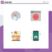 User Interface Pack of 4 Basic Flat Icons of moon package planet less sale Editable Vector Design Elements