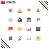 Flat Color Pack of 16 Universal Symbols of stop road service protection decoration Editable Pack of Creative Vector Design Elements