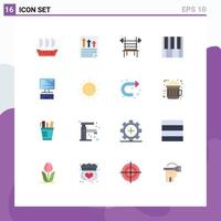 Group of 16 Flat Colors Signs and Symbols for keyboard piano balance music machine Editable Pack of Creative Vector Design Elements