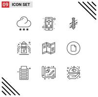 paquete de iconos de vector de stock de 9 signos y símbolos de línea para elementos de diseño de vector editables de entrevista de parque de corbata de jardín de mapa