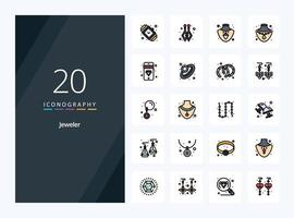 20 Jewellery line Filled icon for presentation vector