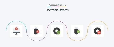 Paquete de 5 iconos planos de dispositivos que incluye hardware. ordenadores. remoto. artilugio. dispositivos vector