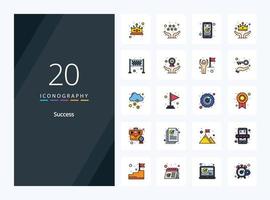 20 icono lleno de línea de éxito para la presentación vector