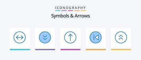 Symbols and Arrows Blue 5 Icon Pack Including direction. arrows. symbols. music. arrows. Creative Icons Design vector