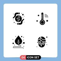 Modern Set of 4 Solid Glyphs and symbols such as care motivation heart temperature cucumber Editable Vector Design Elements