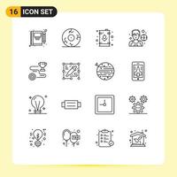 Set of 16 Modern UI Icons Symbols Signs for achievement player horror football oil Editable Vector Design Elements