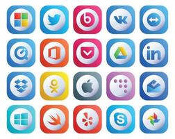 20 Social Media Icon Pack Including swift inbox pocket coderwall odnoklassniki vector