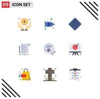 Universal Icon Symbols Group of 9 Modern Flat Colors of laboratory checklist food card report Editable Vector Design Elements