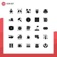 25 User Interface Solid Glyph Pack of modern Signs and Symbols of printer fax dust craft arts Editable Vector Design Elements