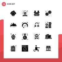 Solid Glyph Pack of 16 Universal Symbols of landscape nature jacket mitosis lab Editable Vector Design Elements