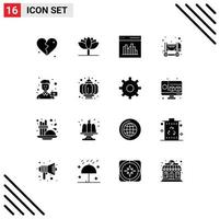 paquete de iconos de vector de stock de 16 signos y símbolos de línea para mezclador de codificación de cámara de hombre elementos de diseño de vector editables de hormigón