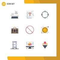 Modern Set of 9 Flat Colors Pictograph of sun forbidden path cancel hobbies Editable Vector Design Elements