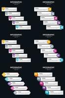 Vector 6 Infographics Pack Presentation slide template 5 Steps cycle diagrams and timelines