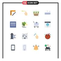 Modern Set of 16 Flat Colors Pictograph of code towel left cleaning spring Editable Pack of Creative Vector Design Elements