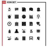 Pictogram Set of 25 Simple Solid Glyphs of medical bubble app messages chat Editable Vector Design Elements