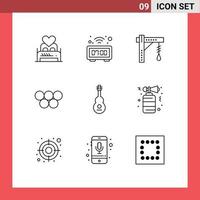 Outline Pack of 9 Universal Symbols of greek ancient table light electric Editable Vector Design Elements