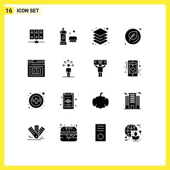 User Interface Pack of 16 Basic Solid Glyphs of diploma school shower leaf design Editable Vector Design Elements