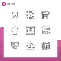 Universal Icon Symbols Group of 9 Modern Outlines of shapes delivery board broken person Editable Vector Design Elements