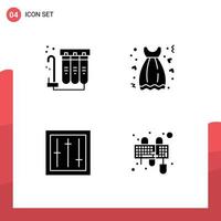 4 Thematic Vector Solid Glyphs and Editable Symbols of filter devices water dress electronics Editable Vector Design Elements