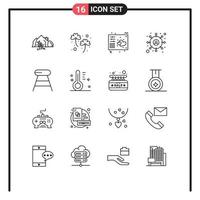 Pictogram Set of 16 Simple Outlines of coffee target patrick customer midi Editable Vector Design Elements