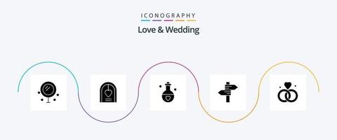 Love And Wedding Glyph 5 Icon Pack Including love. direction. marriage. valentine. passion vector