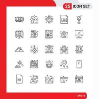 25 User Interface Line Pack of modern Signs and Symbols of image document eid equipment electric Editable Vector Design Elements