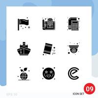 Set of 9 Commercial Solid Glyphs pack for transport filled plan paper file Editable Vector Design Elements