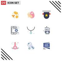 conjunto de 9 iconos de interfaz de usuario modernos signos de símbolos para la configuración optimizar elementos de diseño de vector editables de sello móvil de insignia