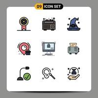 9 iconos creativos signos y símbolos modernos de protección del sistema caja segura de halloween elementos de diseño vectorial editables vector