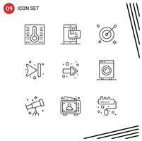 Editable Vector Line Pack of 9 Simple Outlines of devices back target arrow forward Editable Vector Design Elements