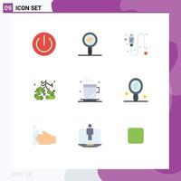 User Interface Pack of 9 Basic Flat Colors of drink summer microbiology food wire Editable Vector Design Elements