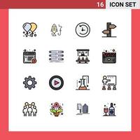 16 User Interface Flat Color Filled Line Pack of modern Signs and Symbols of online content clock article sign Editable Creative Vector Design Elements
