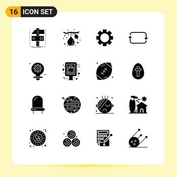 conjunto de 16 glifos sólidos vectoriales en cuadrícula para conjuntos de luces elementos de diseño vectorial editables de twitter saludables vector