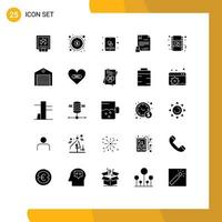 25 Thematic Vector Solid Glyphs and Editable Symbols of document contract goal electronic signature mobile Editable Vector Design Elements