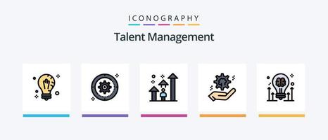 Talent Management Line Filled 5 Icon Pack Including setting. cog. user. setting. like. Creative Icons Design vector