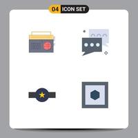 Modern Set of 4 Flat Icons Pictograph of radio grade media communication military Editable Vector Design Elements