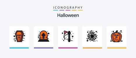 Halloween Line Filled 5 Icon Pack Including halloween. face. halloween bloody knife. character. halloween. Creative Icons Design vector