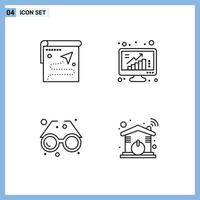 Set of 4 Modern UI Icons Symbols Signs for map data destination bars beach Editable Vector Design Elements