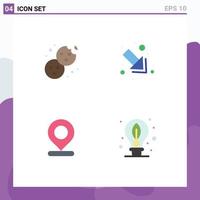 Pictogram Set of 4 Simple Flat Icons of bake marker food right earth Editable Vector Design Elements