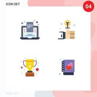 Flat Icon Pack of 4 Universal Symbols of blog mobile trophy web blogging investment reward Editable Vector Design Elements