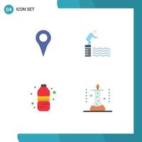 Pack of 4 Modern Flat Icons Signs and Symbols for Web Print Media such as geo location bottle pin platform water bottle Editable Vector Design Elements